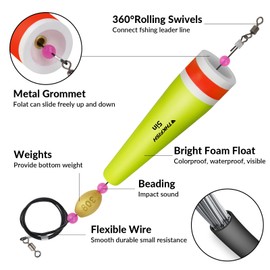 THKFISH Floats Fishing Float Fishing Floats Set Steel Leader Pike Trout Float Weighted Banging Float 4 Pieces 35 g Yellow with Wire