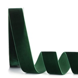 Ewaymado Dark Green Velvet Ribbon 1-1/2 Inch x 20Yd,Great for Gift Wrapping,Hair Bows,Christmas,Wedding Party Decoration(1-1/2" Dark Green)