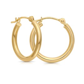 Art and Molly 14k Yellow Gold Hoop Earrings, 13mm (0.5 inch), Real Gold, Polished Shiny Finish, Classic Design for Women and Men