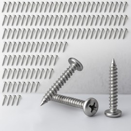 Zonon 100 Pcs Metal Screw Bulk, Septic Tank Riser Screw for Tank Risers and Lids, 18-8 Stainless Steel, 10 Thread Size, 1 3/4" Length, Plain Finish, Pan Head, Type a