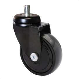 Wagner 01227766 Ultra Manoeuvrable 360° - 3C Design Swivel Castors / Apparatus Castors / Furniture Castors - Black, Soft Running Surface with Pin 10 x 16 mm, Diameter 75 mm, Load Capacity 75 kg / Roll