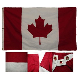 AES 3x5 Embroidered Canada Country 100% Cotton Flag 3'x5' Clips Fade Resistant Double Stitched Premium Penant House Banner