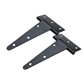 LUCKYBEE Door Hinges Heavy Duty T-Hinge Hinges 5" Length School Room T Shape Closet Cabinet Gate Door Tee Hinges Hardware Black Set of 2