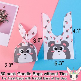 RORANIC 50 Pack Treat Bags for Kids,Goodie Bags for Kids,Cute Bear Printed Candy Bags for Boys Girls,Food Storage Bags Gift Wrapping Package for Baby Shower Bridal Shower Holiday Party