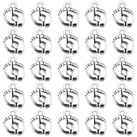 Create idea 100Pcs Feet Footprint Charms Baby Feet Footprint Pendants Vintage Metal Footprint Charms Pendant Decorative Accessories for DIY Jewelry Making Silver