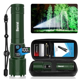 Rechargeable Flashlights High Lumens - Super Bright LED Tactical Flash Light, Powerful Waterproof Handheld USB C Flashlight for Camping,Emergencies,Home,5 Modes,Zoomable (1, Green)