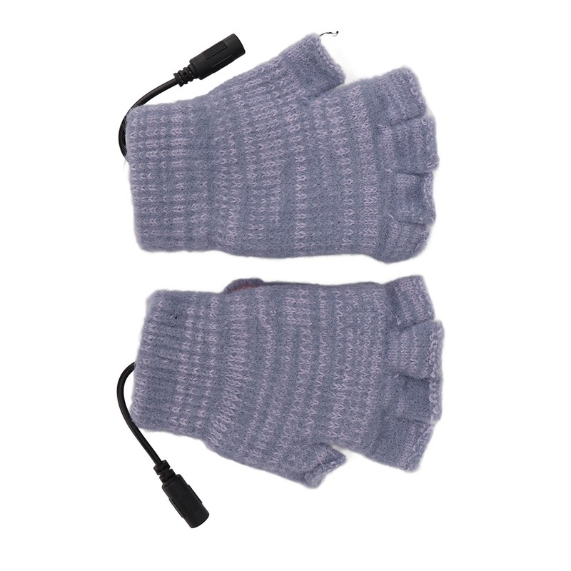 USB Heated Gloves Mitten Men Women Winter Knitted Fingerless Hand