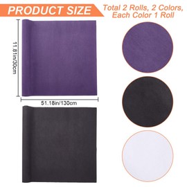 craspire 2 Rolls Book Cloth for Bookbinding, 51 x 11.8 Inches, Suede Fabric Surface, Book Cover with Paper Back, Book Cover, Book Album, Black/Purple, Scrapbooking, Archiving, DIY Cover, Protection