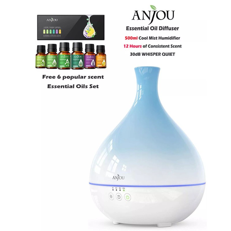Anjou AD012 500ml Cool Mist Humidifier Aromatherapy Diffuser with Free