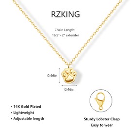 RZKING Dog Memorial Gifts for Loss Of Dog, Paw Print Necklace Dog Bereavement Gift (Paw Print)