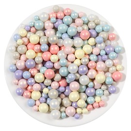 Colorful Acrylic Round Beads, 200Pcs ABS 6/8/10 mm Multicolor No Hole Acrylic Faux Pearl Beads, for Vase Home Party Wedding Decor Fillers Decorations Jewelry Making Nail DIY Crafts (Mixed Color)