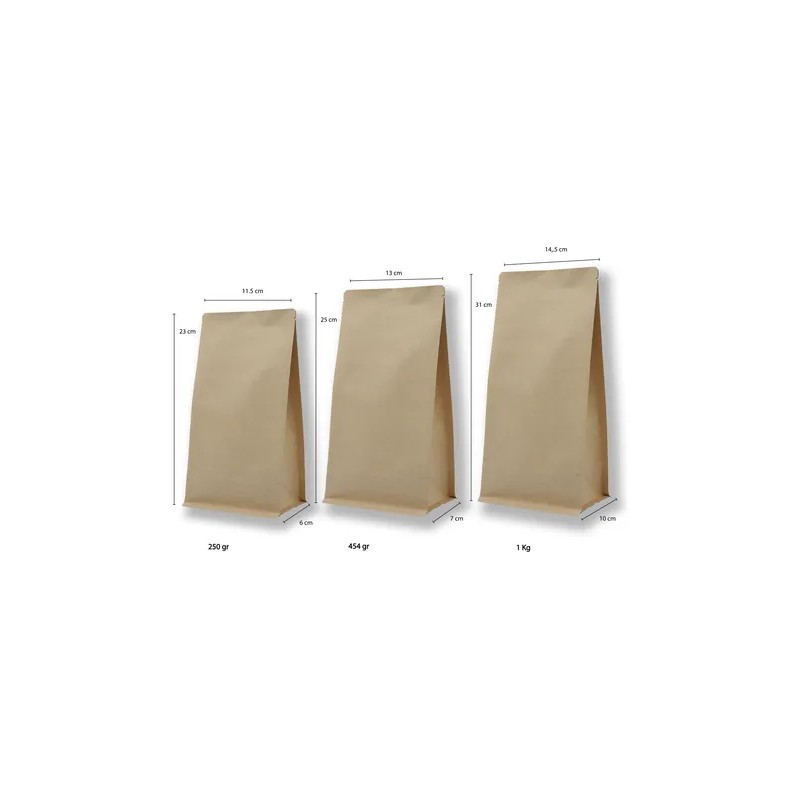 Bolsa Fondo Plano 454g - Papel Kraft - Sin Zipper