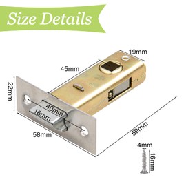 UFURMATE Tubular Latch, 2 Sets 45mm/1.77" Bolt Through Tubular Latch Zinc Alloy Tubular Mortice Latch with Stainless Steel Brackets & Screws for Internal Wooden Door