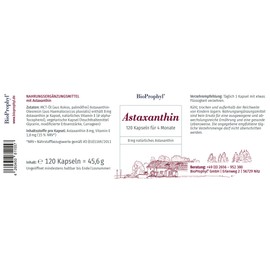 BioProphyl® Astaxanthin - 8 mg pure astaxanthin with vitamin E - 120 vegetable capsules