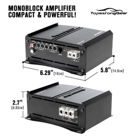 TOPSTRONGGEAR 1 Ohm 1500 Watts Class D Full Range Mono Block Amplifier, 1/2/4 Ohm Stable, Remote Subwoofer Control, Subwoofer Amplifiers