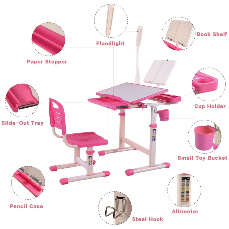 Napfox Adjustable Kids Desk and Chair Set, Ergonomic Study Desk