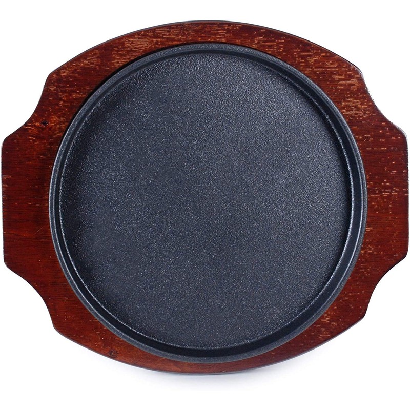 Happy Sales HSGRD-RND95, Large Cast Iron Steak Plate Sizzle Griddle
