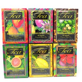Tropical Tea Assortment, 6 All-Natural Flavors, 120 Tea Bags Blended and Packed in Hawaii (Pack of 6)