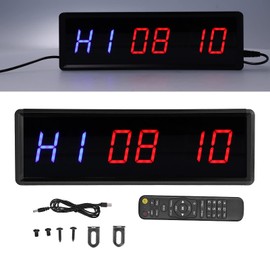 Cryfokt Digital Gym Timer, Large LED Screen Workout Interval Timer with 5 Different Functions, Countdown Up Stopwatch Wall Clock for Fitness Home Garage Boxing Outdoor Sport