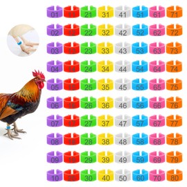 YUXIANLB 80 Pieces Chicken Leg Bands in 8 Colours 16mm Numbered Duck Leg Bands for Ducks, Chickens, Chickens, Sea Pigeons, Geese, Fighting Chickens, Chickens, Chickens, Ankle Strap for Poultry Clip On