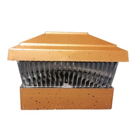 4 Pcs Solar Copper Color Square Plastic Post Fence Cap Lights 5x5 Inches with 1 Ultra Bright LED