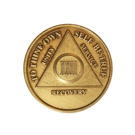 22 Year AA Medallion Traditional Bronze Raised Center Sobriety Chip