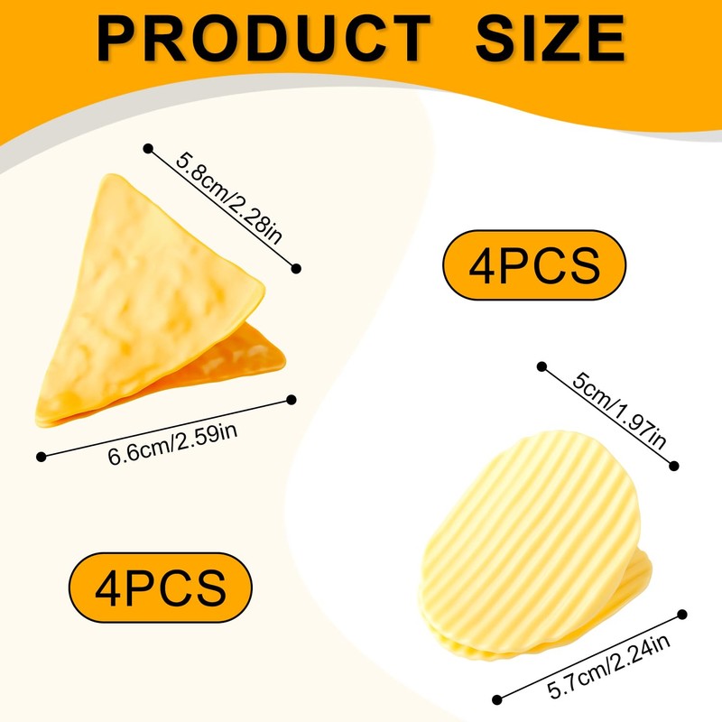 Bojueshaw 8pcs Chip Clips,Food Storage Bag Clips,Potato Shape Funny Chip