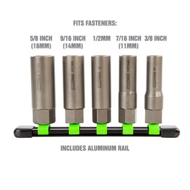 OEMTOOLS 22993 5 Piece Spiral Type Deep Extractor Set, Ideal for Automotive Bolt Removal, Chrome Vanadium Steel, Includes Metric and SAE Sizes, bolt extractor set, rusted bolt extraction