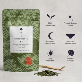 Asayu Japan Sencha Green Tea, 100% Made in Japan Loose Leaf Tea, 100g, Natural Antioxidant Rich Energy Boost, Vegan and Gluten Free - Sencha