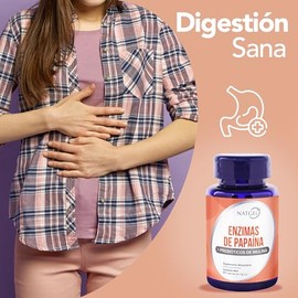 ENZIMAS DIGESTIVAS  PREBIOTICOS  NatGel Enzimas Digestivas de Papaina con Inulina Prebiotica  Apoyo Digestivo Natural, Mejora Digestion y Absorcion...