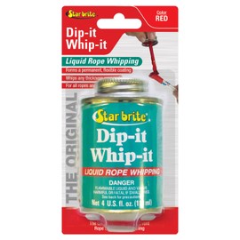 STAR BRITE Dip-It Whip-It Liquid Rope Whipping - Permanent & Flexible Rope End Sealer, Prevents Unraveling, Ideal for Marine Use - Red 4 OZ. (084905B)