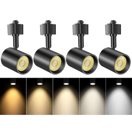 VANoopee 5-Color LED Track Lighting Heads H Type Track Light Heads Dimmable, 2000K 3000K 4000K 5000K 6000K Adjustable, Flicker Free CRI90+ 24° 10W 800lm, Black (4 Pack)