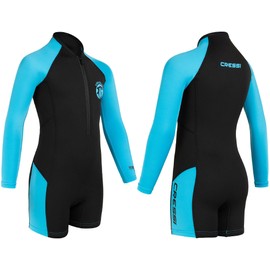 Cressi Little Shark 2 mm Wetsuit for Children Available Short Sleeve and Long Sleeve, blue