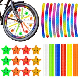Set of 34 Bicycle Spoke Reflectors, 360° Visibility Reflectors Bicycle, Reflector Sticker Bicycle and Reflective Star Decoration for Girls and Boys Bicycle Spoke Decoration