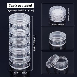 BENECREAT 40 PCS Plastic Stackable Bead Storage Containers Clear Round Bead Storage Jars for Crafts, Small Items, Beads, Jewelry Findings