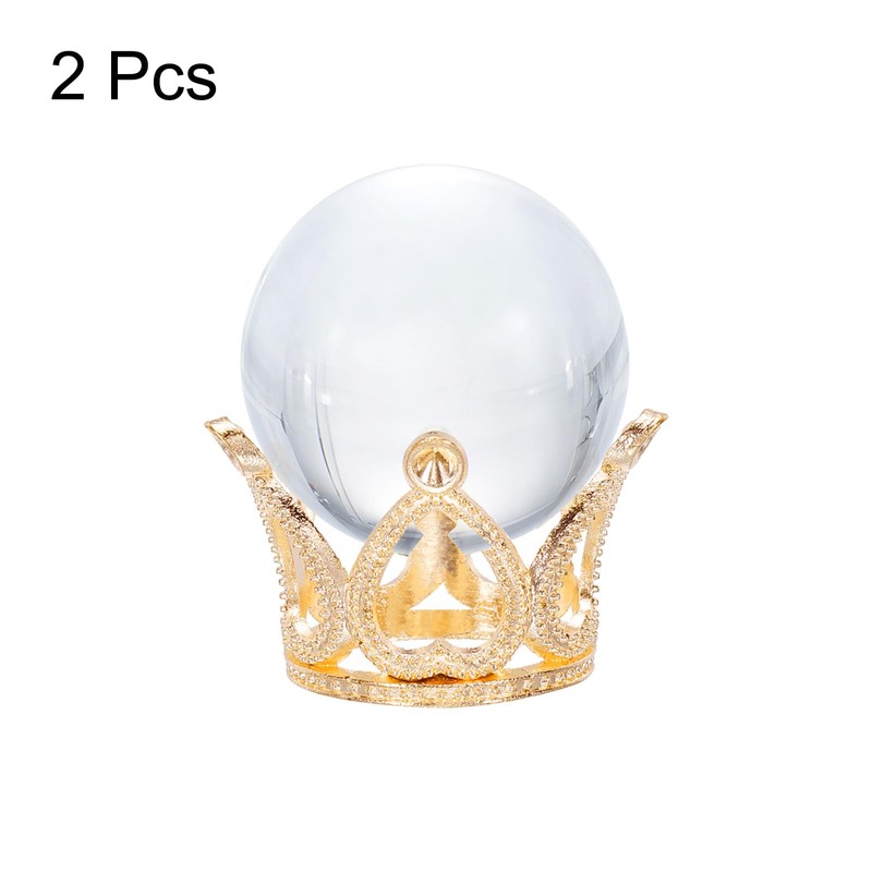 sourcing map Crystal Ball Display Holder Crown Shaped Egg Stand