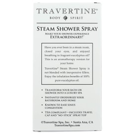 Travertine Spa Steam Shower Spray, Eucalyptus, 2 oz.