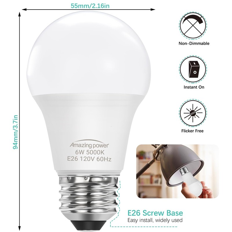 Amazing power E26 LED Bulb, 40W Equivalent Medium Base Light