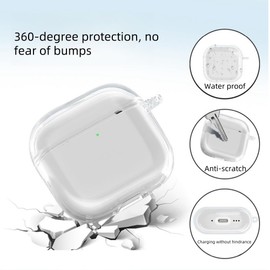 BoerHang Case Compatible with AirPods 4 2024, TPU Shockproof Transparent Simple [Front LED Visible] Compatible with AirPods 4 2024. Transparent Purple