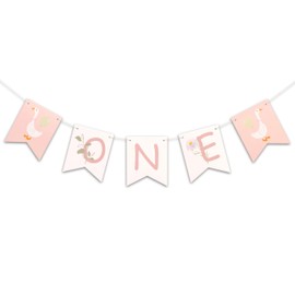 Eurteka One Silly Goose Banner - Goose 1st Birthday Garland Decorations for Girls, One Silly Goose Party Garland, Goose Theme Birthday Photo Props Party Supplies