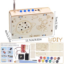 Radio Kit, DIY Kits Wooden Radio, Speaker Kit, DIY Radio Set, Paintable Toy, Wood Experiments Science for Children, Electronic Building Kit, STEM Toy for Age 8-12 Years (B)
