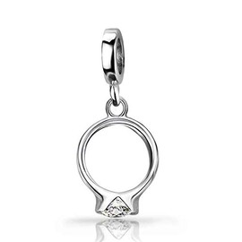 Anillo de compromiso de plata de ley 925 con circonita cúbica, para pulseras o collares similares, Plata esterlina, Sin gemas.