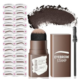 Eyebrow Stamp Stencil Kit - Eye Brow Stencil Kits with Eyebrow Blush, Long-lasting Waterproof & Smudge-Proof Eyebrow Shaping Kit with 24 Reusable Eyebrow Stencils for Perfect Brow (Black Brown)