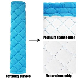 MIRKOO Car Seat Belt Cover Pad, 4-Pack Soft Car Safety Seat Belt Strap Shoulder Pad for Adults and Children, Suitable for Car Seat Belt, Backpack, Shoulder Bag, Laptop Computer Bag(4-Blue)