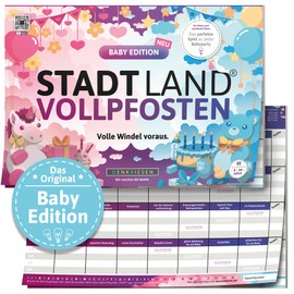 DENKRIESEN Stadt Land Vollpfosten® A4 - Baby Edition | From 9 Years | City Country River | Baby Shower | Family Game
