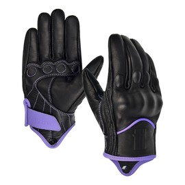 Harssidanza Women Leather Motorcycle Gloves,Motorbike Gloves,Road Racing,Cycling,Climbing,Powersports Gloves Touchscreen GL016UK,Light Purple,Size L