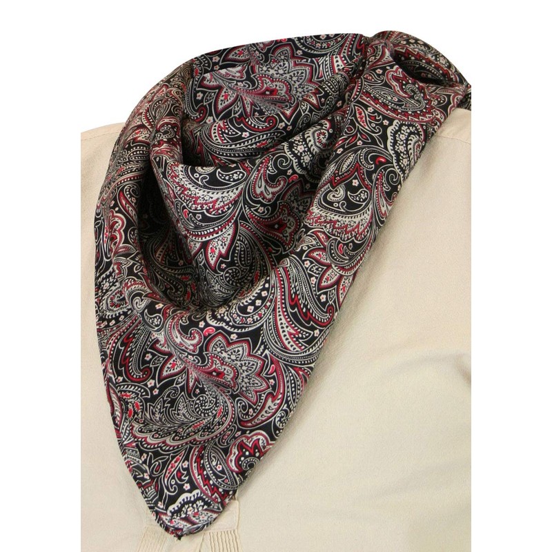 Historical Emporium Men's 100% Silk Paisley Neckerchief Black/Burgundy