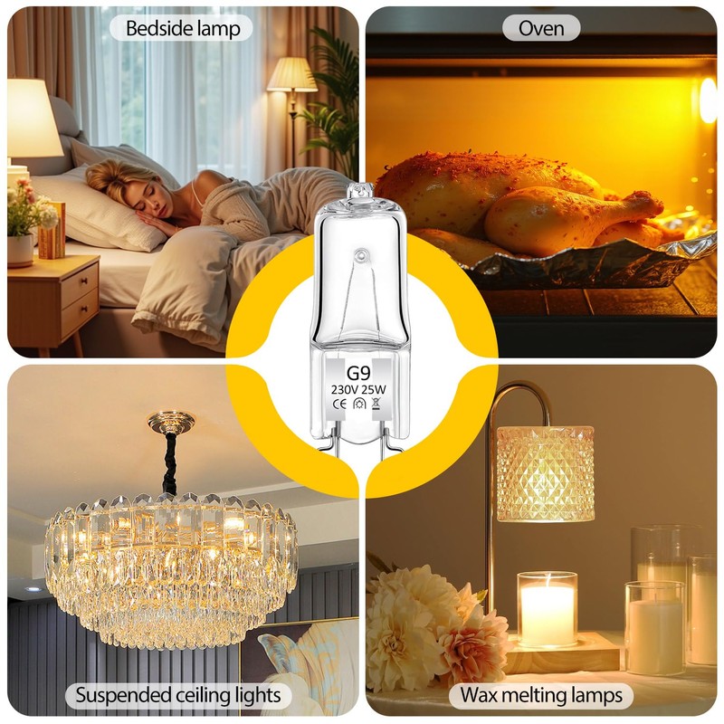 Lumlog G9 Halogen Bulbs Warm White Dimmable 25W, 12 Pcs
