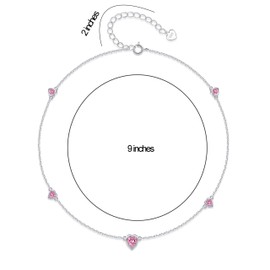 Step Forward 925 Sterling Silver October Birthstone Anklets for Women, Pink Heart Ankle Braclet Anniversary Birthday Gift Jewelry for Sister Daughter Friends (Ankle Bracelet, With October Birthstone)