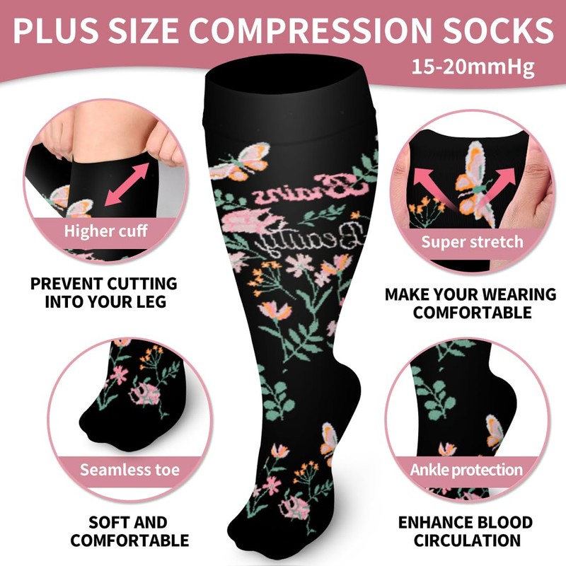 Plus Size Compression Socks for Women and Men-3 pairs Wide